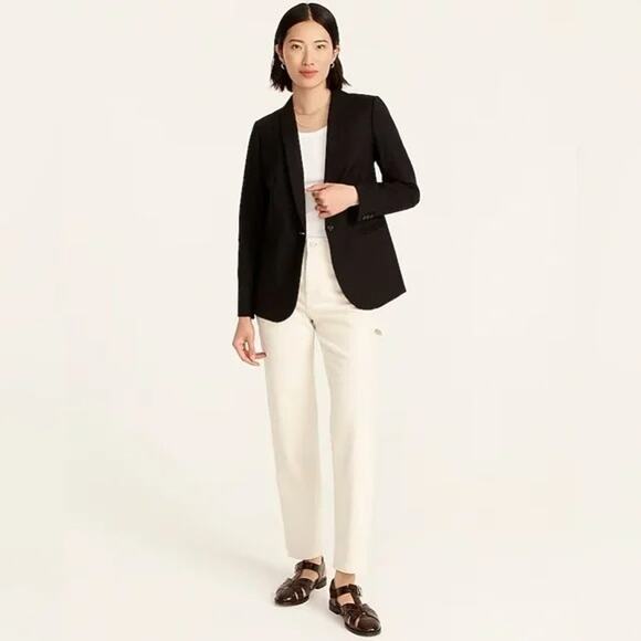 NWT J Crew Long Sleeve Black Parke Blazer in Wool Flannel Size 6 - Picture 1 of 4